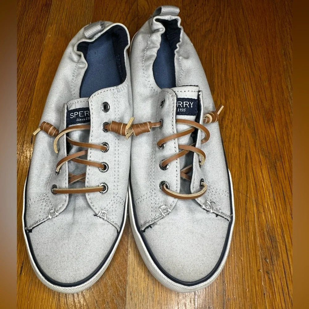 Sperry Crest Vibe Slip-On Sneakers Women’s 8.5 | Gray Canvas Boat Shoes |
